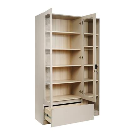 ตู้โชว์ 2 บานเปิด FURDINI KEEPER+ 120 ซม. สี LIGHT OAK/SOFT BEIGE/กระจกใส_2