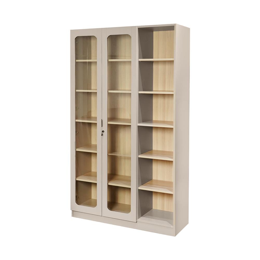 ตู้โชว์ 2 บานเปิด FURDINI KEEPER+ 120 ซม. สี LIGHT OAK/SOFT BEIGE/กระจกใส