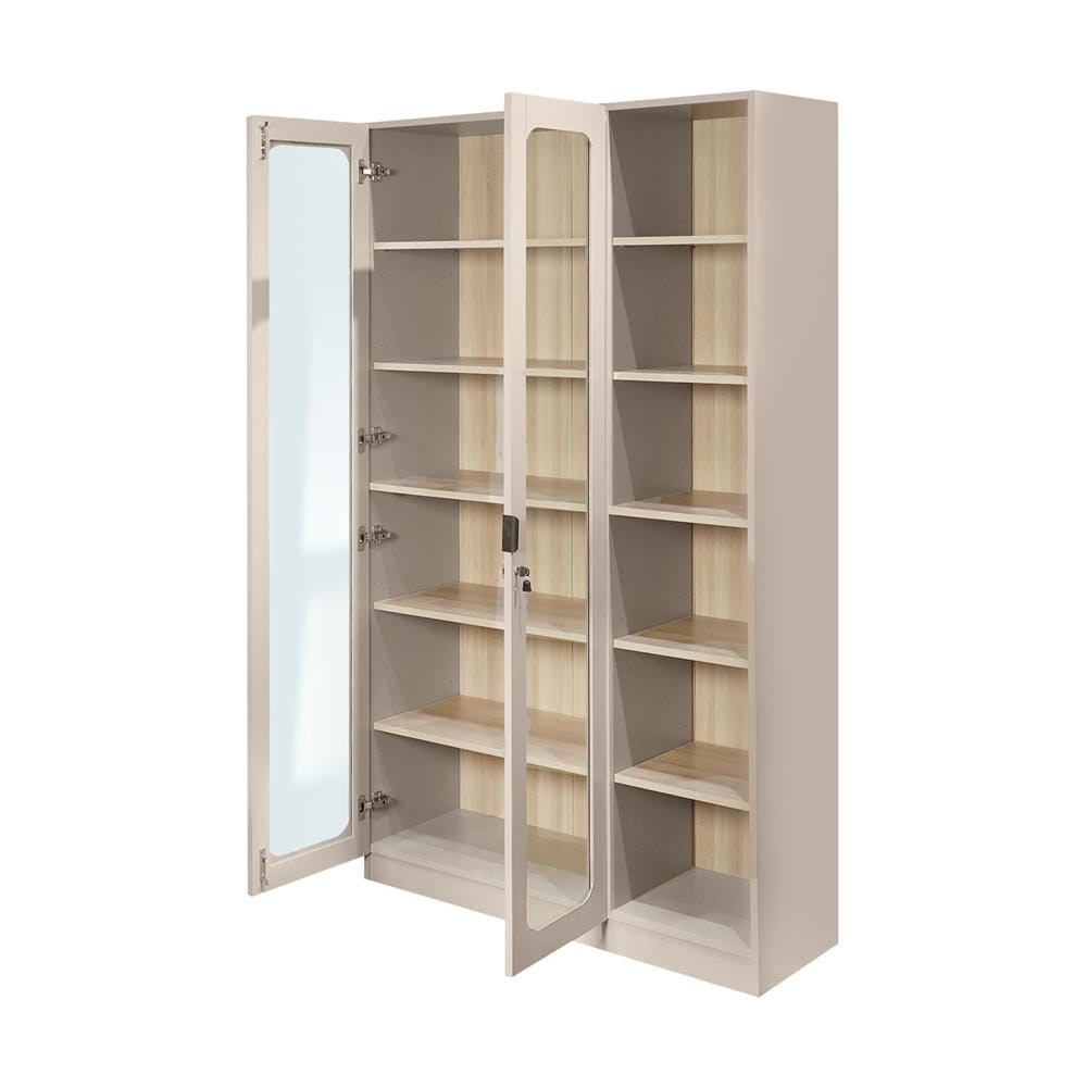 ตู้โชว์ 2 บานเปิด FURDINI KEEPER+ 120 ซม. สี LIGHT OAK/SOFT BEIGE/กระจกใส