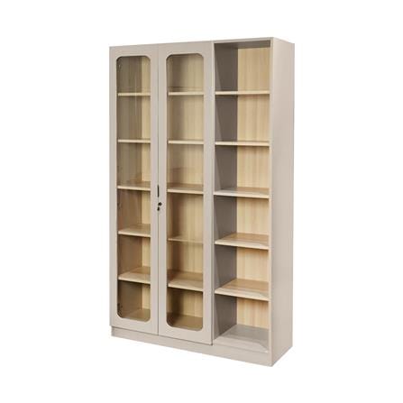 ตู้โชว์ 2 บานเปิด FURDINI KEEPER+ 120 ซม. สี LIGHT OAK/SOFT BEIGE/กระจกใส