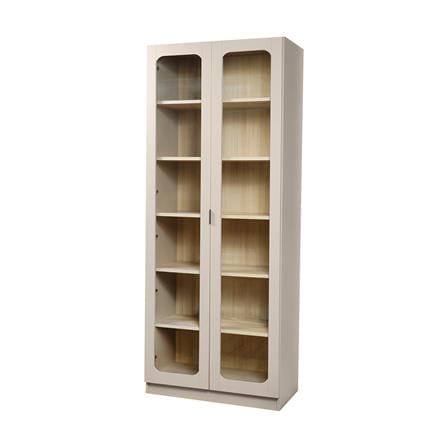 ตู้โชว์ 2 บานเปิด FURDINI KEEPER+ 80 ซม. สี LIGHT OAK/SOFT BEIGE/กระจกใส