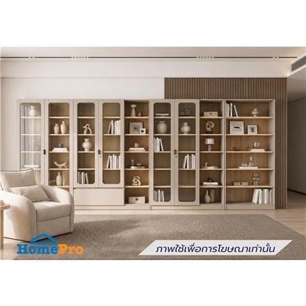 ตู้โชว์ 2 บานเปิด FURDINI KEEPER+ 80 ซม. สี LIGHT OAK/SOFT BEIGE/กระจกใส_5