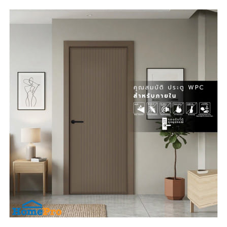 ประตูภายใน WPC เจาะลูกบิด AZLE MD9 90x200 ซม. สี URBAN GREY_2