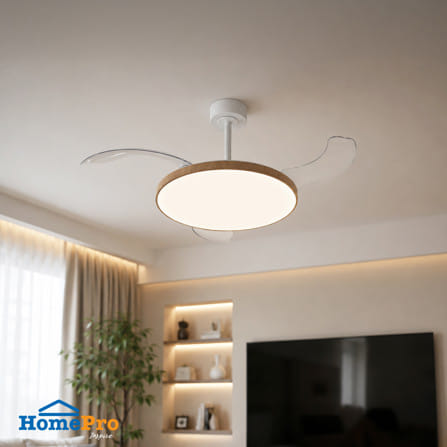 พัดลมโคมไฟ LED CARINI SLIM FAN 50 วัตต์ DAYLIGHT/COOL WHITE/WARM WHITE  42 นิ้ว สีขาว/ลายไม้_1