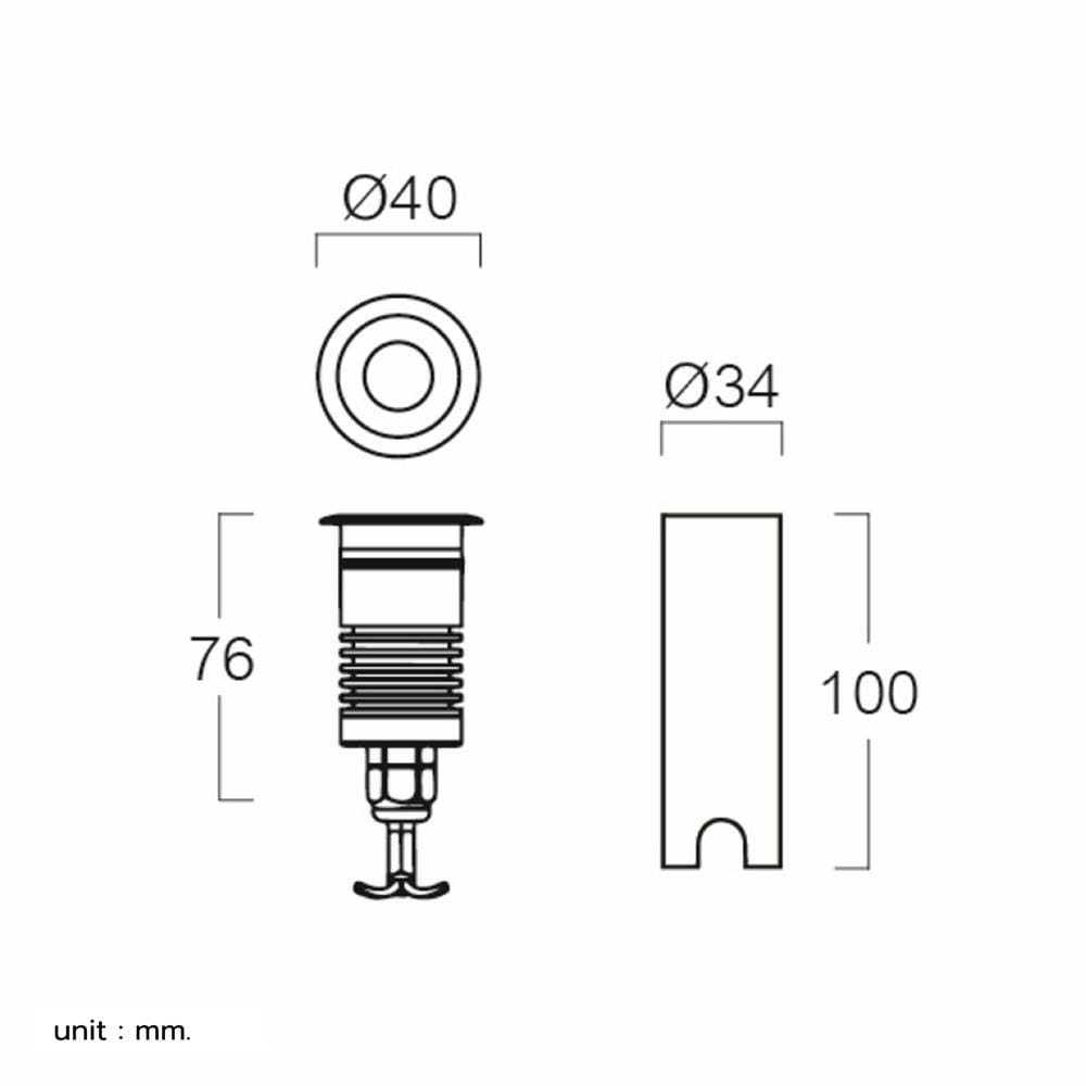 ไฟฝังพื้น LED L&E 9N-01329 3 วัตต์ WARM WHITE สีเงิน