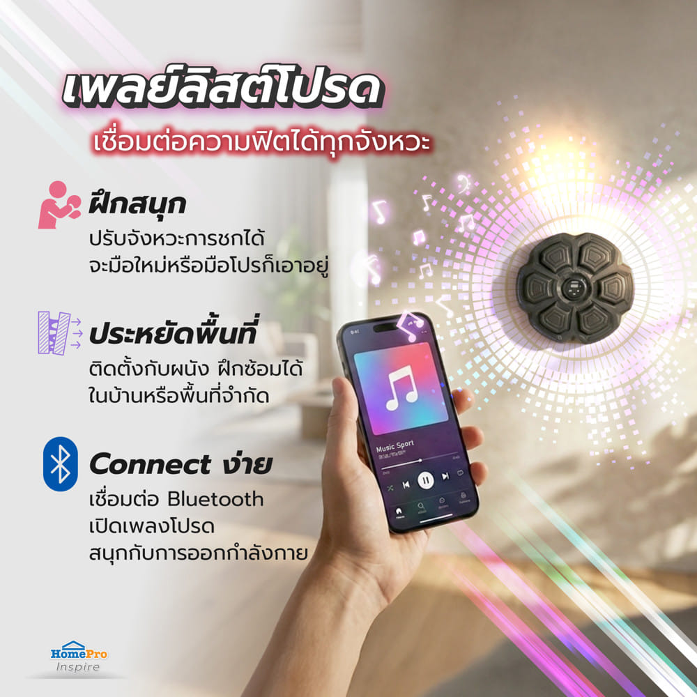 บอร์ดชกมวยบลูทูธ GRANDE สีดำ