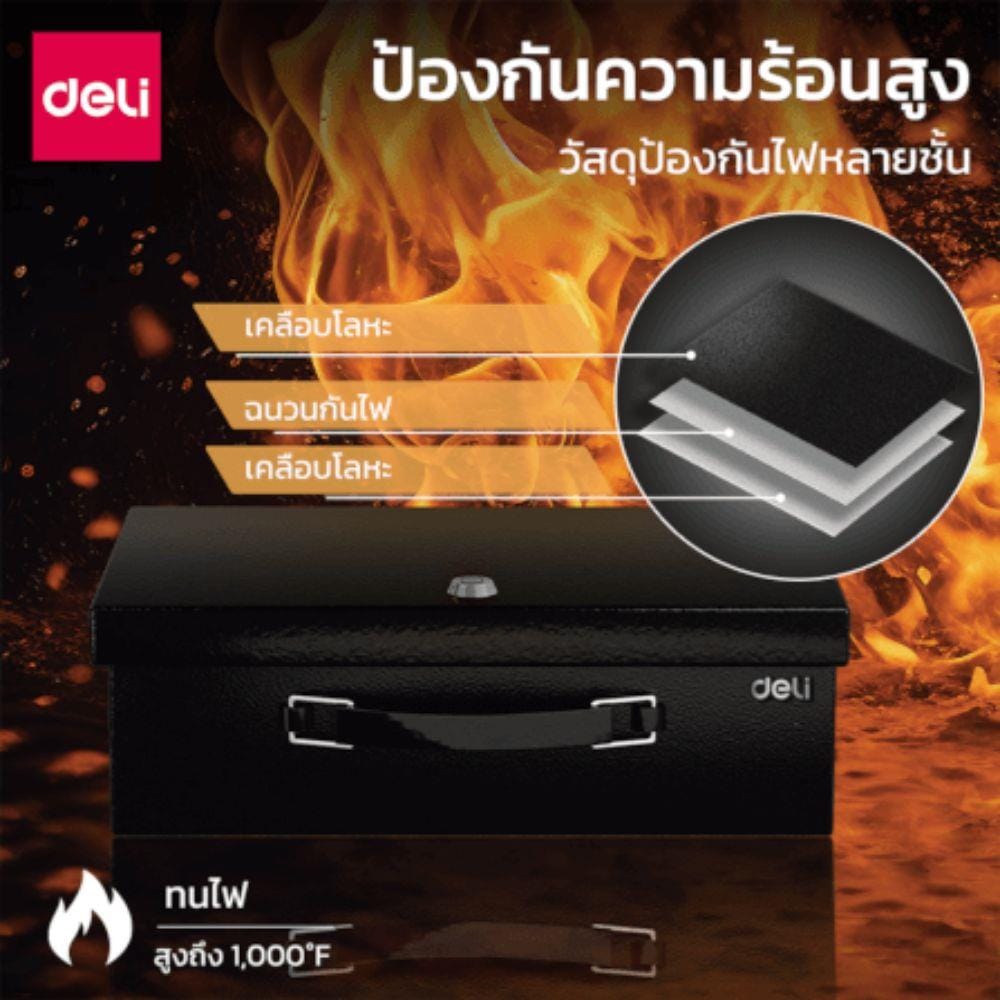 กล่องนิรภัย DELI ET612-BK-01 สีดำ