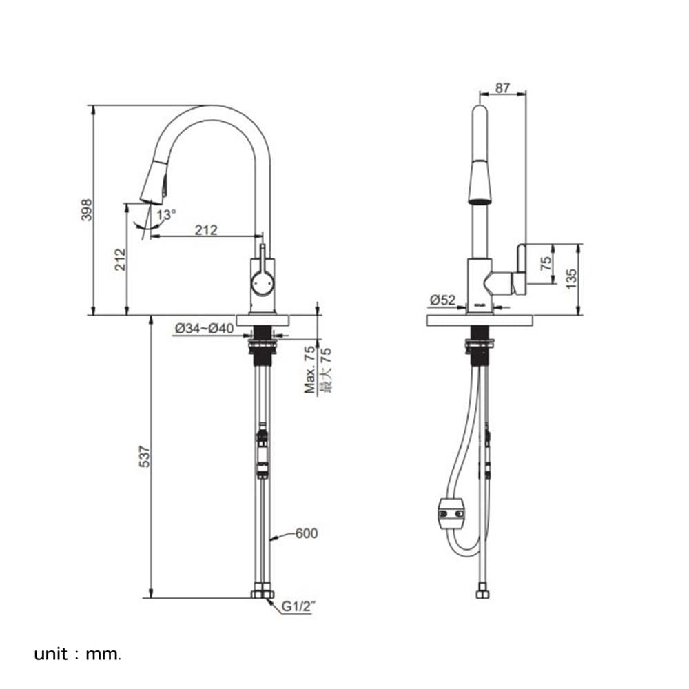 ก๊อกซิงค์เดี่ยวเคาน์เตอร์ KOHLER K-25981T-4-CP