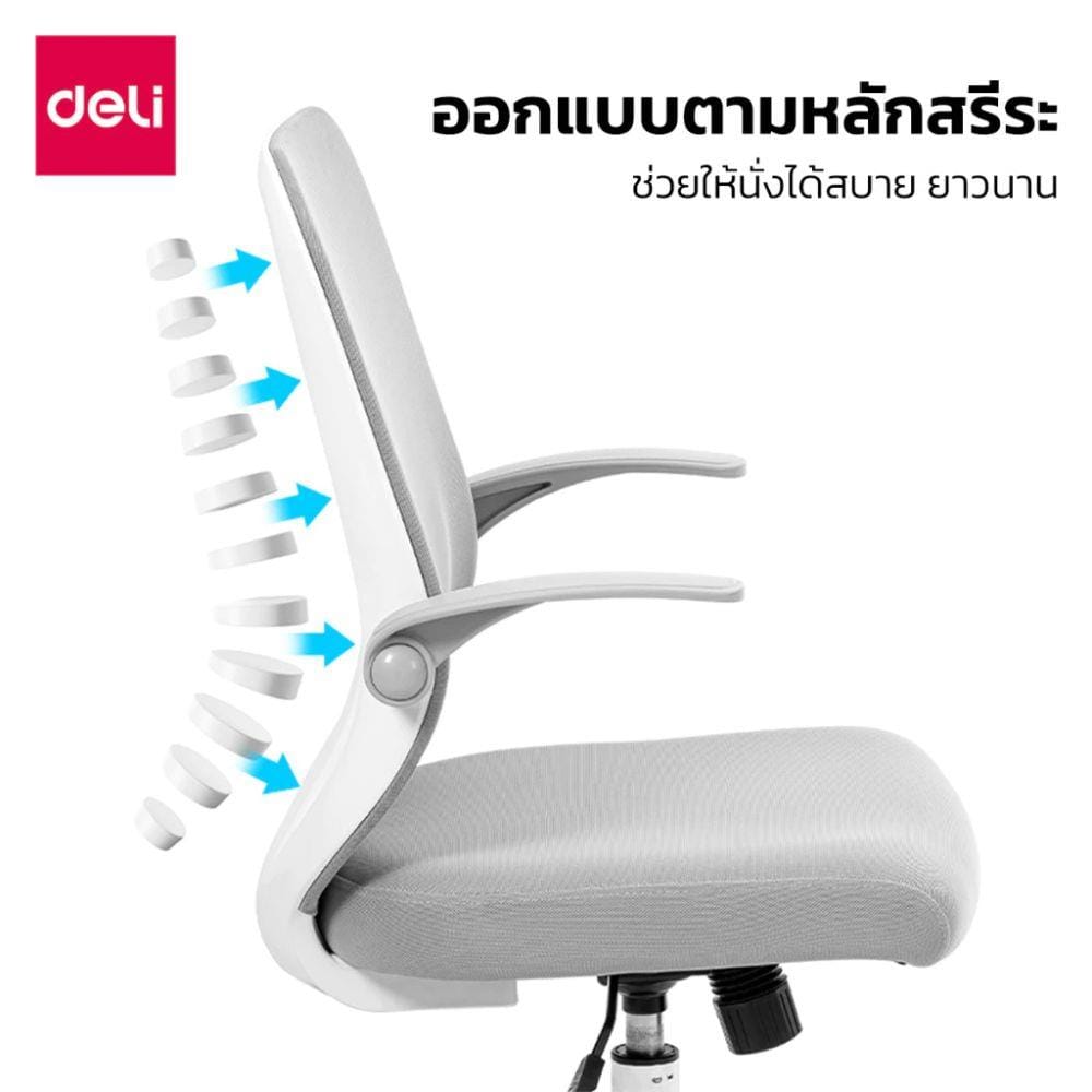 เก้าอี้สำนักงาน DELI KF219-WH-01 สีขาว/เทา