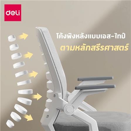 เก้าอี้สำนักงาน DELI E4977-WH-01 สีขาว/เทา_2