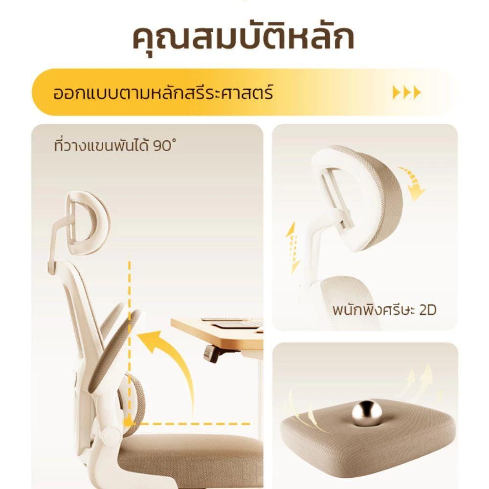 เก้าอี้สำนักงาน DELI E4983-WH-01 สีขาว/เทา