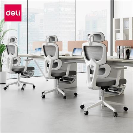 เก้าอี้สำนักงาน DELI KF243-J-WH-01 สีขาว/เทา_1
