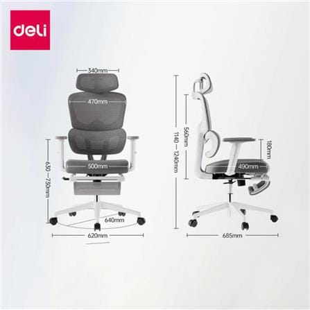 เก้าอี้สำนักงาน DELI KF243-J-WH-01 สีขาว/เทา_6