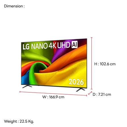 ทีวีแอลอีดี 75 นิ้ว LG (4K, LED, WEB OS) 75NU855BPSA_12