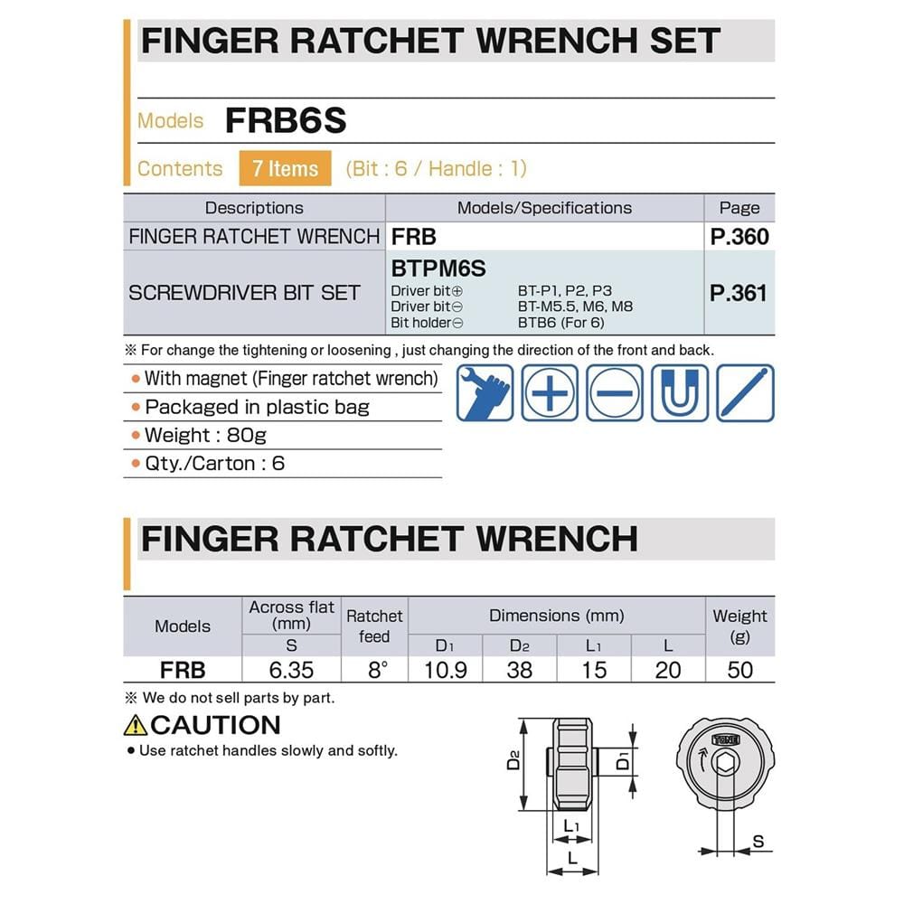 ไขควงอเนกประสงค์ TONE FRB6S (ชุด 7 ชิ้น)