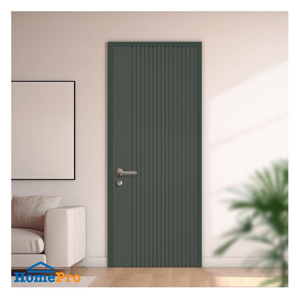 ประตูภายในโพลีสไตรีน ไม่เจาะลูกบิด LINEDEKOR VERTICAL 80x200 ซม. สีเขียวเข้มอมเทา