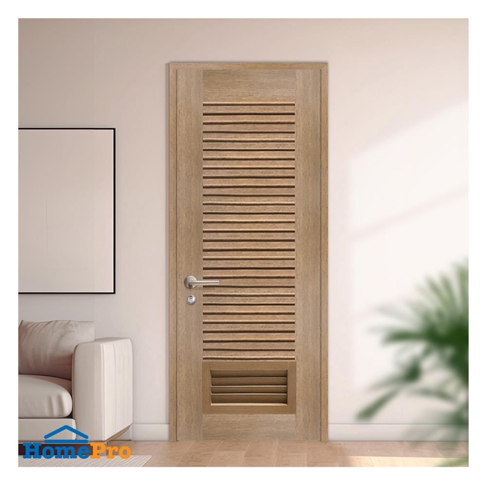 ประตูห้องน้ำโพลีสไตรีน ไม่เจาะลูกบิด LINDEKOR SIMPLE 90x200 ซม. สีสักด้าน (เปิดด้านขวา เข้าด้านใน)