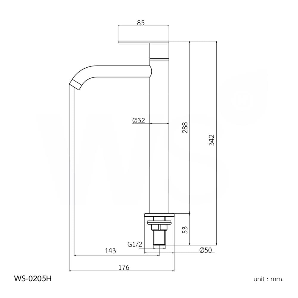 ก๊อกอ่างล้างหน้าเดี่ยวเคาน์เตอร์ WS WS-0205H