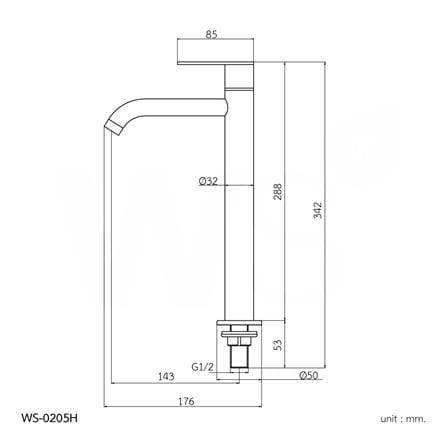 ก๊อกอ่างล้างหน้าเดี่ยวเคาน์เตอร์ WS WS-0205H_2