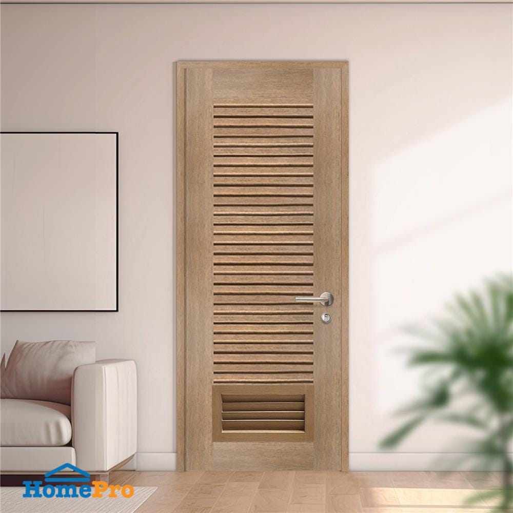 ประตูห้องน้ำโพลีสไตรีน ไม่เจาะลูกบิด LINDEKOR SIMPLE 70x200 ซม. สีสักด้าน (เปิดด้านซ้าย เข้าด้านใน)