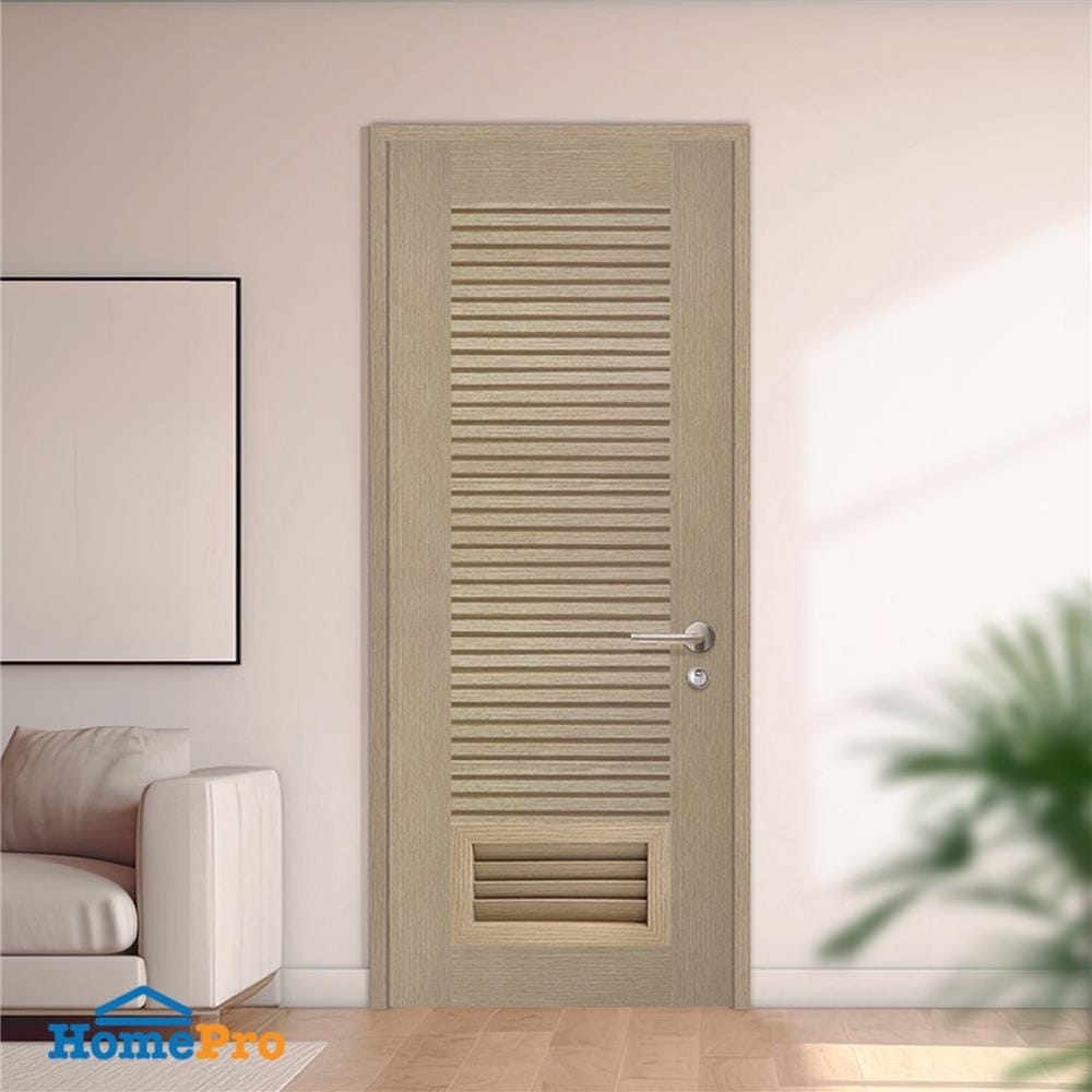 ประตูห้องน้ำโพลีสไตรีน ไม่เจาะลูกบิด LINDEKOR SIMPLE 80x200 ซม. สีบีชด้าน (เปิดด้านซ้าย เข้าด้านใน)