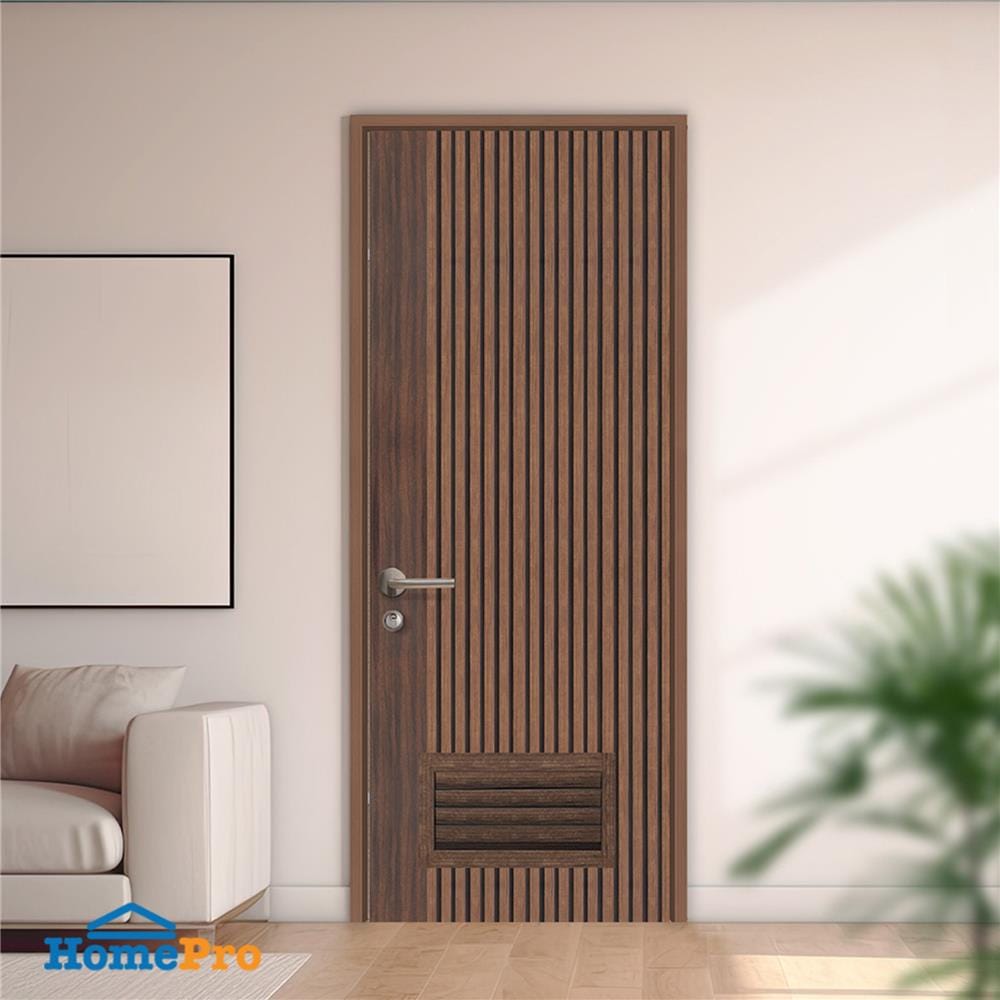ประตูห้องน้ำโพลีสไตรีน ไม่เจาะลูกบิด LINDEKOR VERTICAL 80x200 ซม. สีโรสวู้ด (เปิดด้านขวา เข้าด้านใน)
