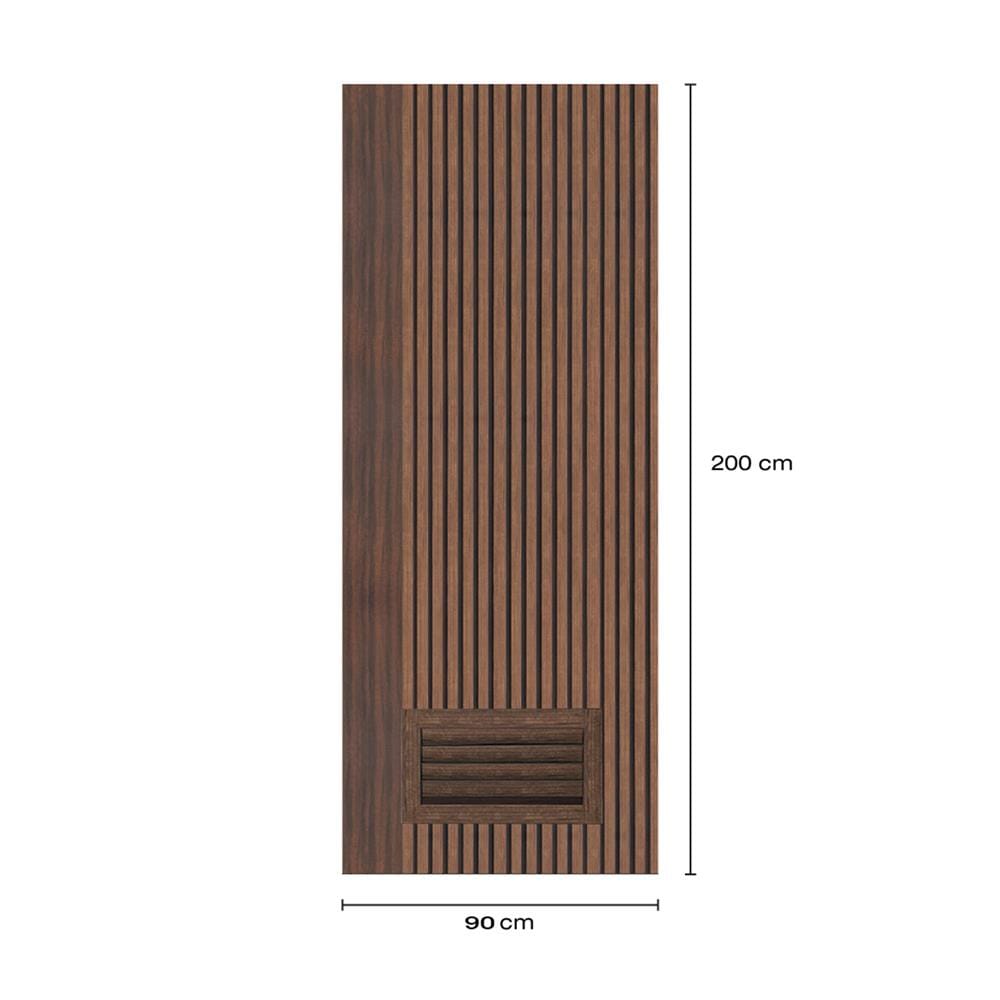ประตูห้องน้ำโพลีสไตรีน ไม่เจาะลูกบิด LINDEKOR VERTICAL 90x200 ซม. สีโรสวู้ด (เปิดด้านขวา เข้าด้านใน)
