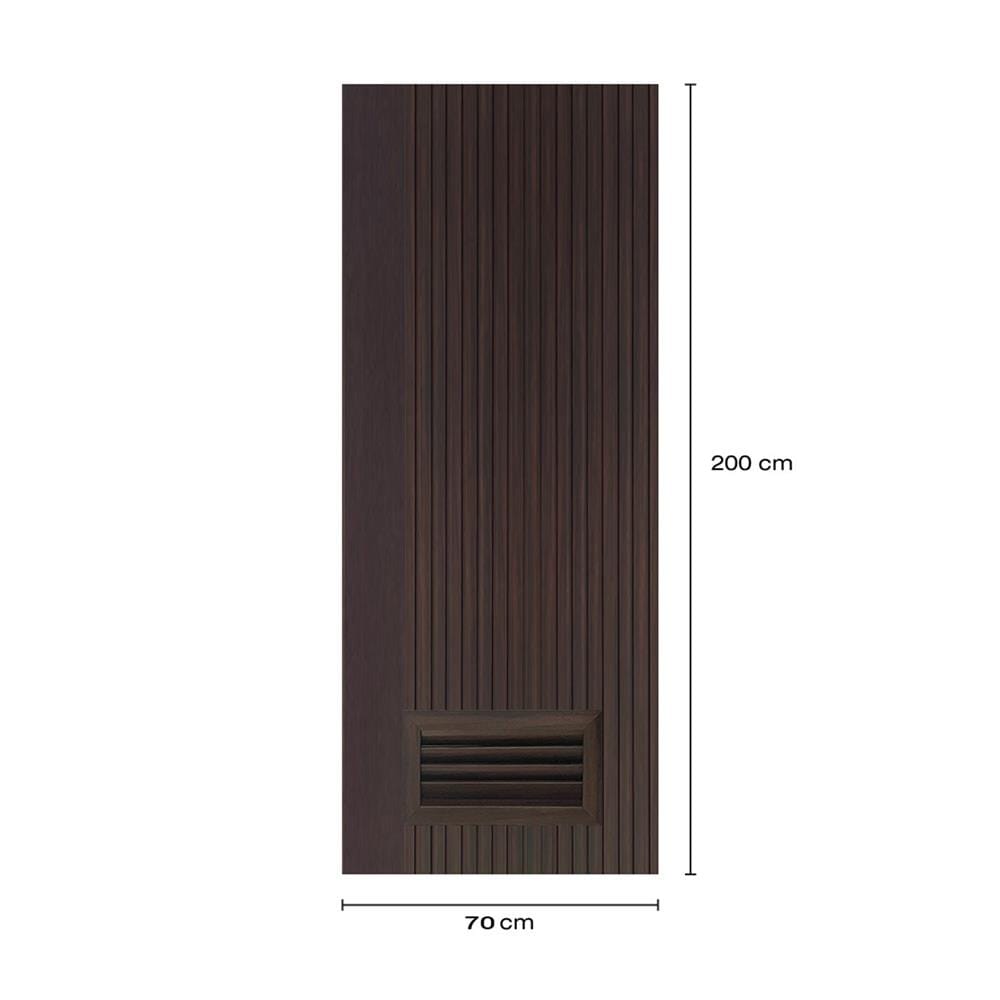 ประตูห้องน้ำโพลีสไตรีน ไม่เจาะลูกบิด LINDEKOR VERTICAL 70x200 ซม. สีโอ๊ค (เปิดด้านขวา เข้าด้านใน)