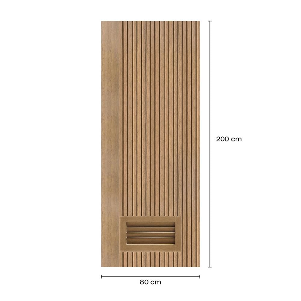 ประตูห้องน้ำโพลีสไตรีน ไม่เจาะลูกบิด LINDEKOR VERTICAL 80x200 ซม. สีสักด้าน (เปิดด้านขวา เข้าด้านใน)