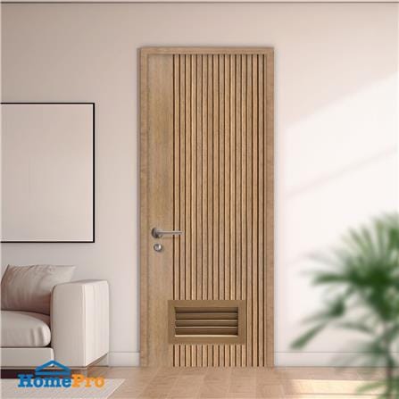 ประตูห้องน้ำโพลีสไตรีน ไม่เจาะลูกบิด LINDEKOR VERTICAL 80x200 ซม. สีสักด้าน (เปิดด้านขวา เข้าด้านใน)_3