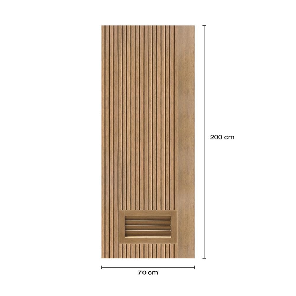 ประตูห้องน้ำโพลีสไตรีน ไม่เจาะลูกบิด LINDEKOR VERTICAL 70x200 ซม. สีสักด้าน (เปิดด้านซ้าย เข้าด้านใน)