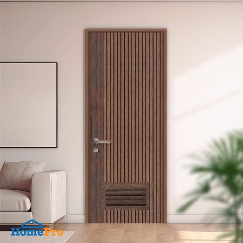 ประตูห้องน้ำโพลีสไตรีน ไม่เจาะลูกบิด LINDEKOR VERTICAL 70x200 ซม. สีโรสวู้ด (เปิดด้านขวา เข้าด้านใน)