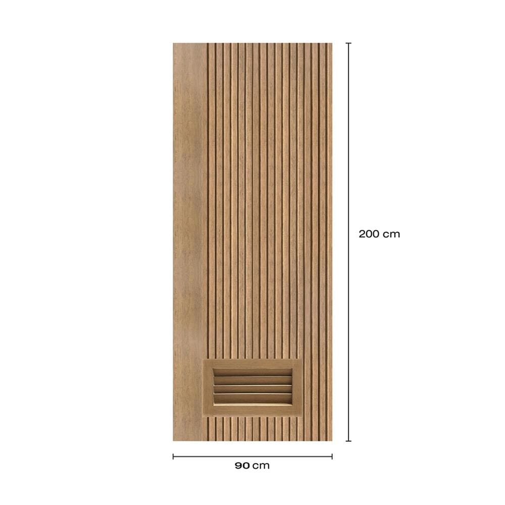 ประตูห้องน้ำโพลีสไตรีน ไม่เจาะลูกบิด LINDEKOR VERTICAL 90x200 ซม. สีสักด้าน (เปิดด้านขวา เข้าด้านใน)