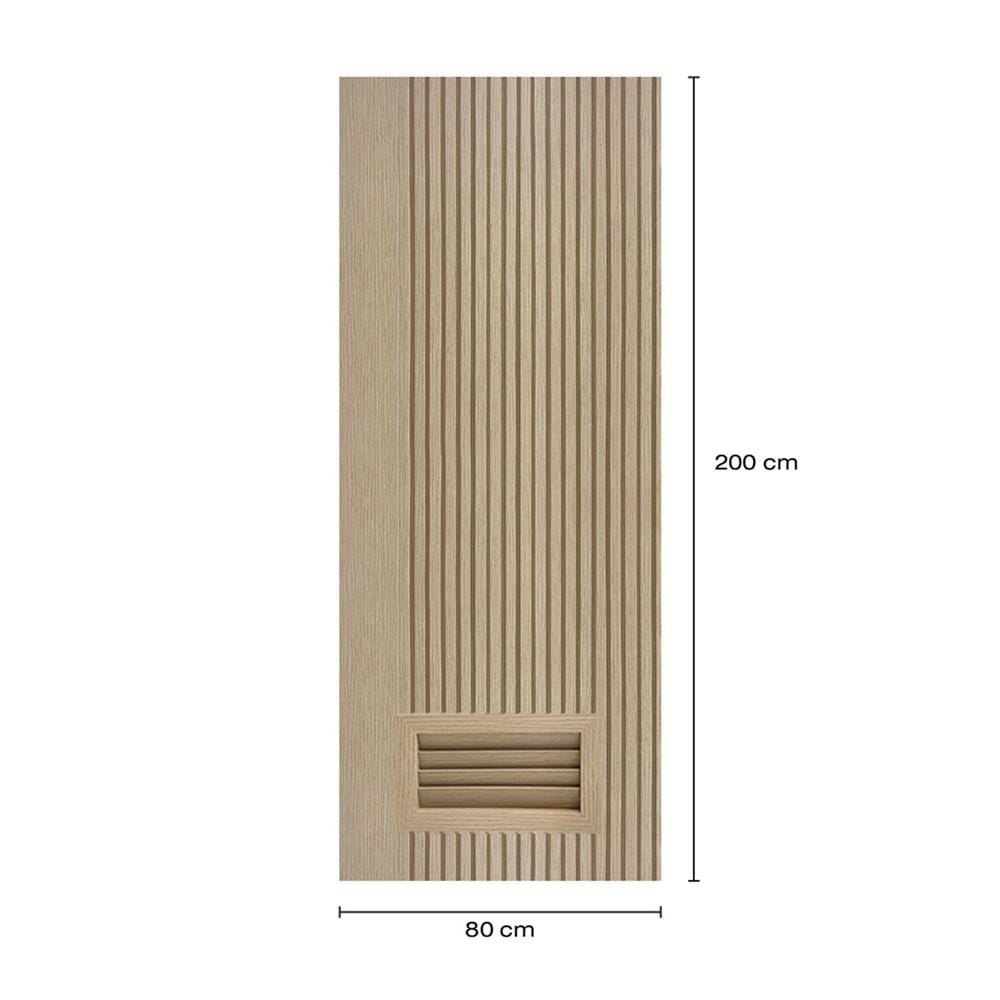 ประตูห้องน้ำโพลีสไตรีน ไม่เจาะลูกบิด LINDEKOR VERTICAL 80x200 ซม. สีบีชด้าน (เปิดด้านขวา เข้าด้านใน)