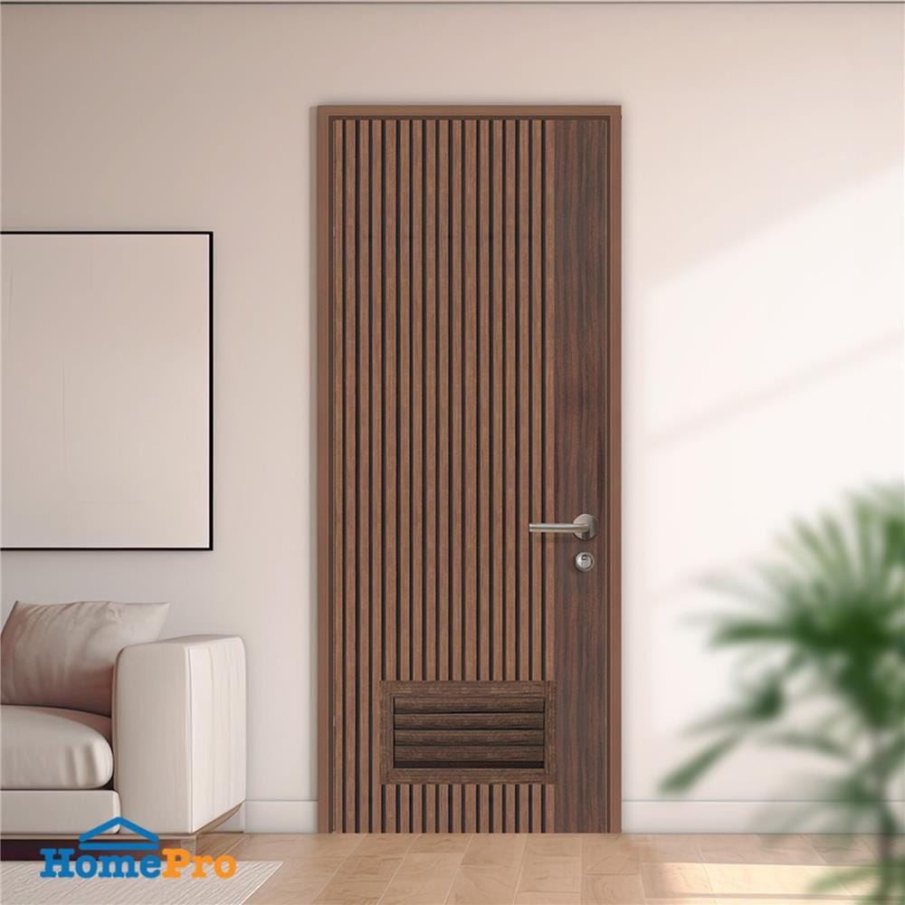 ประตูห้องน้ำโพลีสไตรีน ไม่เจาะลูกบิด LINDEKOR VERTICAL 70x200 ซม. สีโรสวู้ด (เปิดด้านซ้าย เข้าด้านใน)