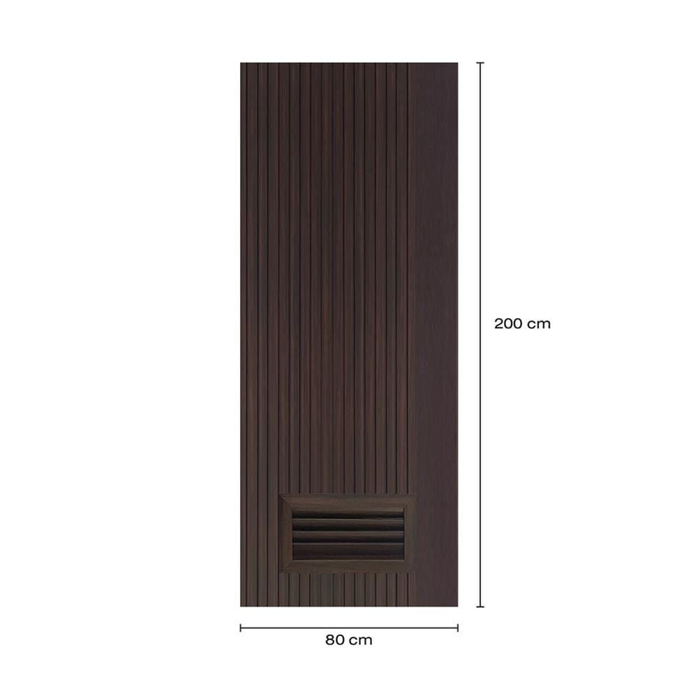 ประตูห้องน้ำโพลีสไตรีน ไม่เจาะลูกบิด LINDEKOR VERTICAL 80x200 ซม. สีโอ๊ค (เปิดด้านซ้าย เข้าด้านใน)