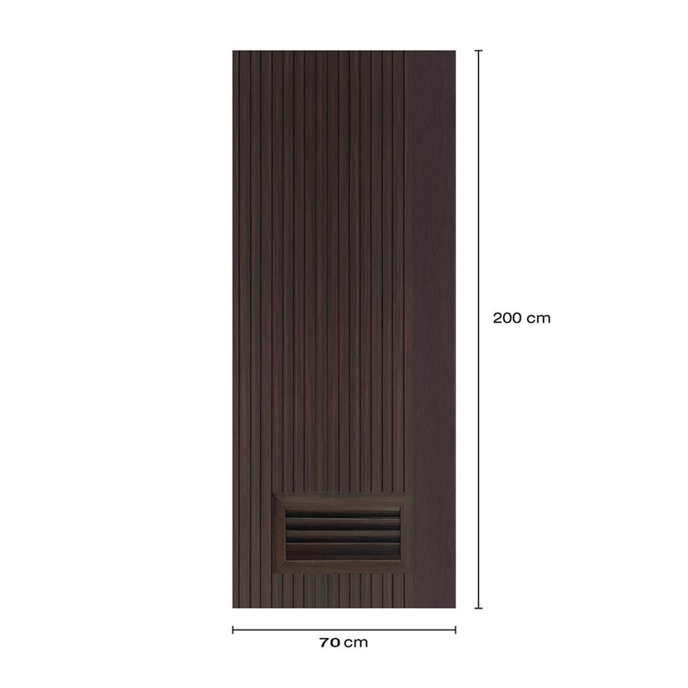 ประตูห้องน้ำโพลีสไตรีน ไม่เจาะลูกบิด LINDEKOR VERTICAL 70x200 ซม. สีโอ๊ค (เปิดด้านซ้าย เข้าด้านใน)