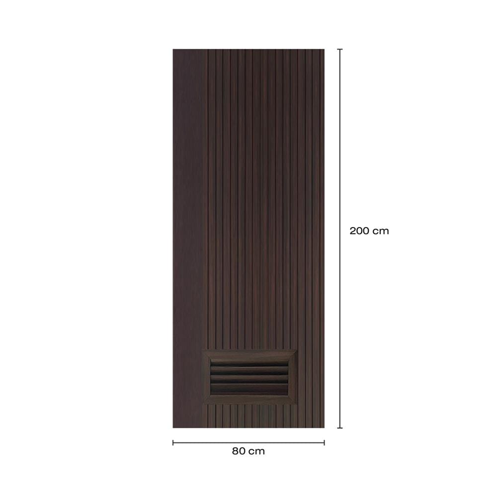 ประตูห้องน้ำโพลีสไตรีน ไม่เจาะลูกบิด LINDEKOR VERTICAL 80x200 ซม. สีโอ๊ค (เปิดด้านขวา เข้าด้านใน)