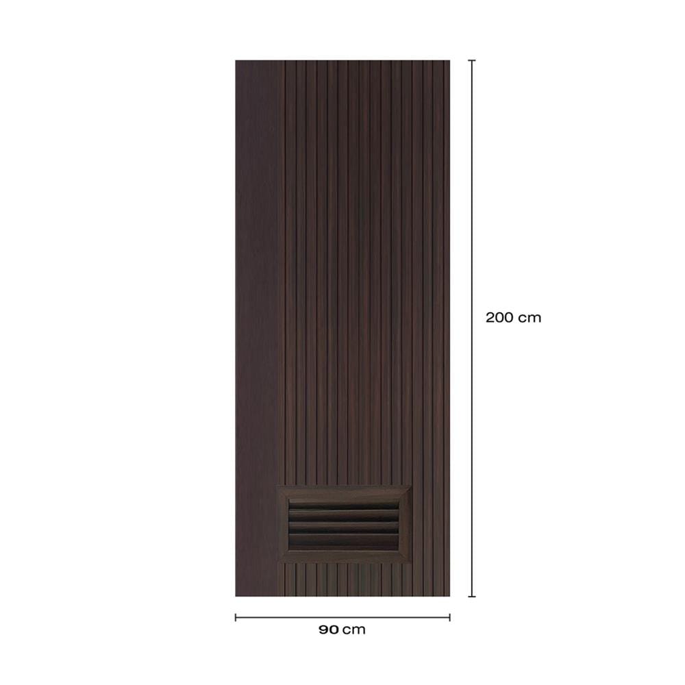 ประตูห้องน้ำโพลีสไตรีน ไม่เจาะลูกบิด LINDEKOR VERTICAL 90x200 ซม. สีโอ๊ค (เปิดด้านขวา เข้าด้านใน)