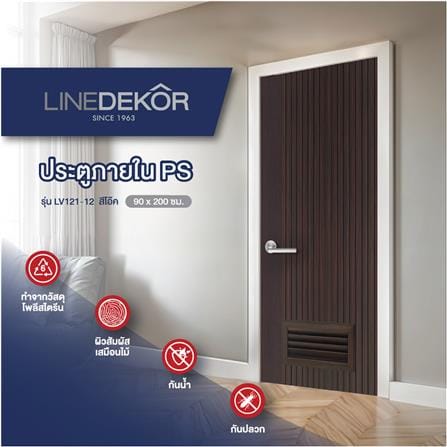 ประตูห้องน้ำโพลีสไตรีน ไม่เจาะลูกบิด LINDEKOR VERTICAL 90x200 ซม. สีโอ๊ค (เปิดด้านขวา เข้าด้านใน)_4