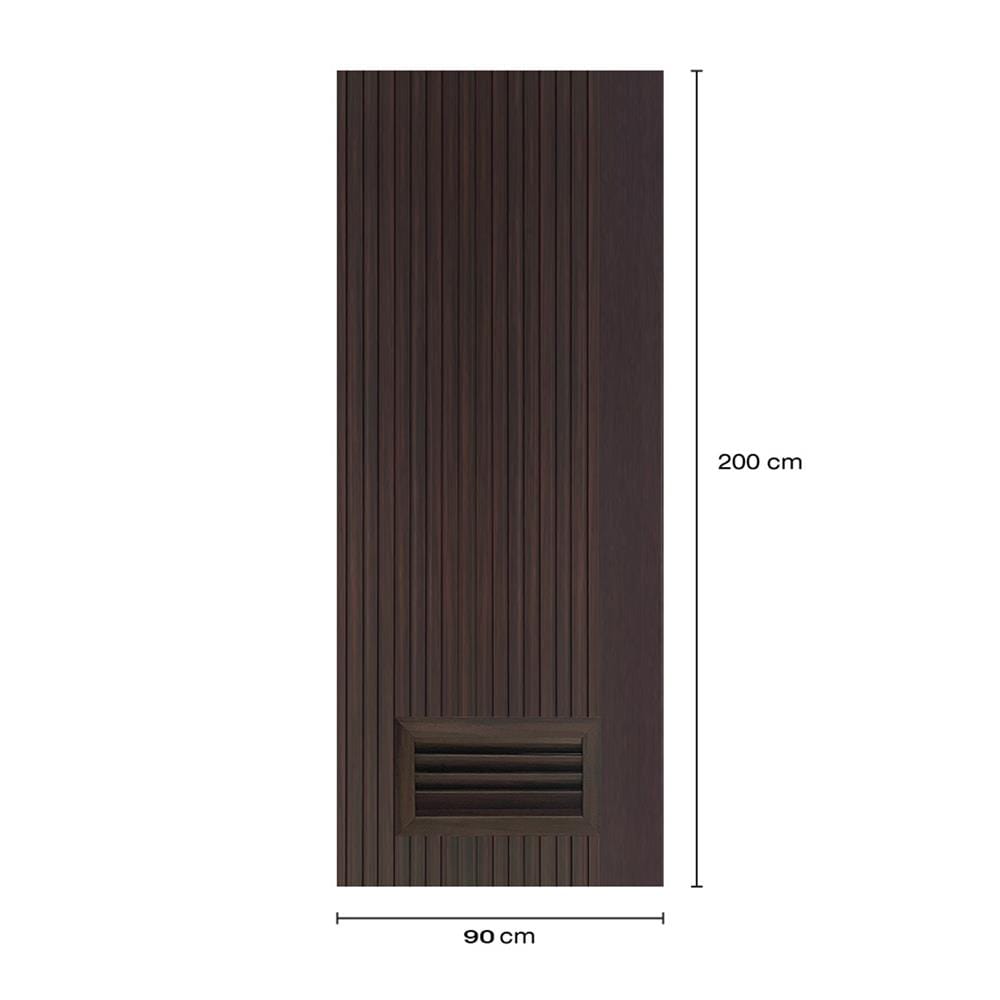 ประตูห้องน้ำโพลีสไตรีน ไม่เจาะลูกบิด LINDEKOR VERTICAL 90x200 ซม. สีโอ๊ค (เปิดด้านซ้าย เข้าด้านใน)
