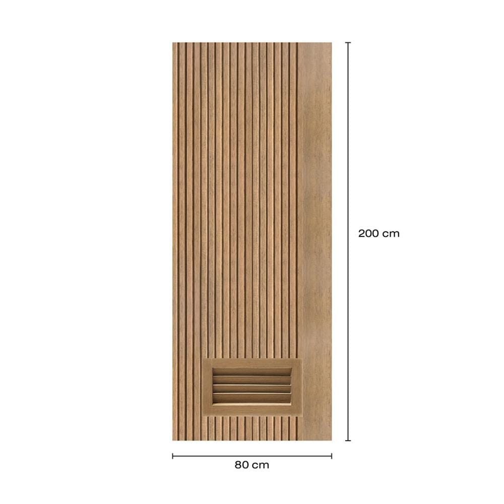 ประตูห้องน้ำโพลีสไตรีน ไม่เจาะลูกบิด LINDEKOR VERTICAL 80x200 ซม. สีสักด้าน (เปิดด้านซ้าย เข้าด้านใน)