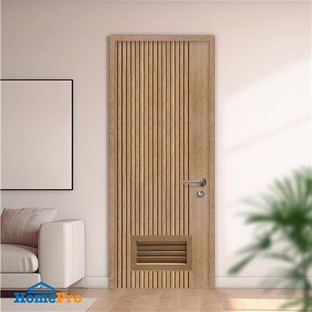 ประตูห้องน้ำโพลีสไตรีน ไม่เจาะลูกบิด LINDEKOR VERTICAL 80x200 ซม. สีสักด้าน (เปิดด้านซ้าย เข้าด้านใน)_3