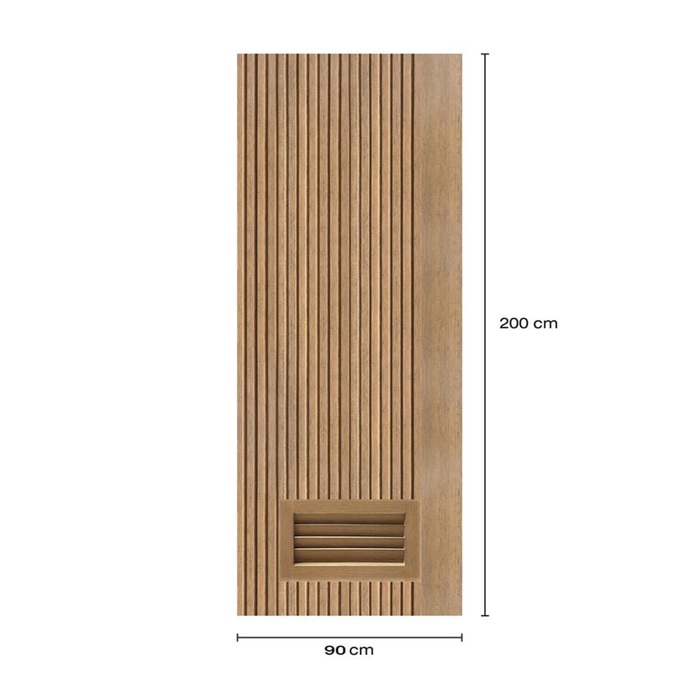 ประตูห้องน้ำโพลีสไตรีน ไม่เจาะลูกบิด LINDEKOR VERTICAL 90x200 ซม. สีสักด้าน (เปิดด้านซ้าย เข้าด้านใน)