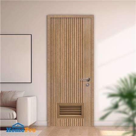 ประตูห้องน้ำโพลีสไตรีน ไม่เจาะลูกบิด LINDEKOR VERTICAL 90x200 ซม. สีสักด้าน (เปิดด้านซ้าย เข้าด้านใน)_3
