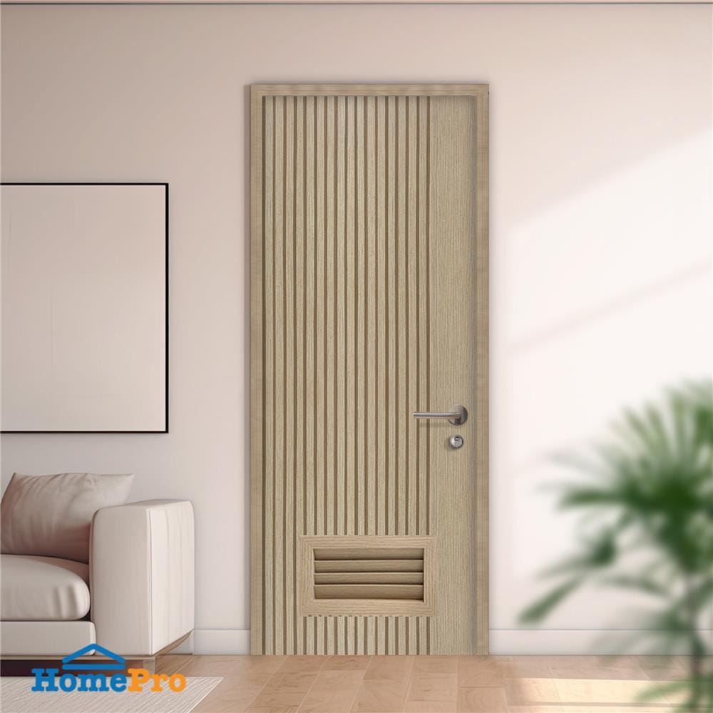 ประตูห้องน้ำโพลีสไตรีน ไม่เจาะลูกบิด LINDEKOR VERTICAL 70x200 ซม. สีบีชด้าน (เปิดด้านซ้าย เข้าด้านใน)