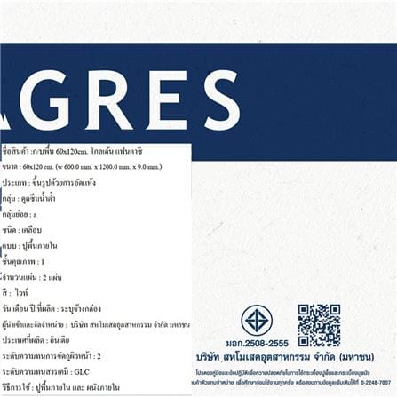 กระเบื้องพื้นพอร์ซเลน 60x120 ซม. DURAGRES โกลเด้น แฟนตาซี ขาว A 1.44 ตร.ม._3