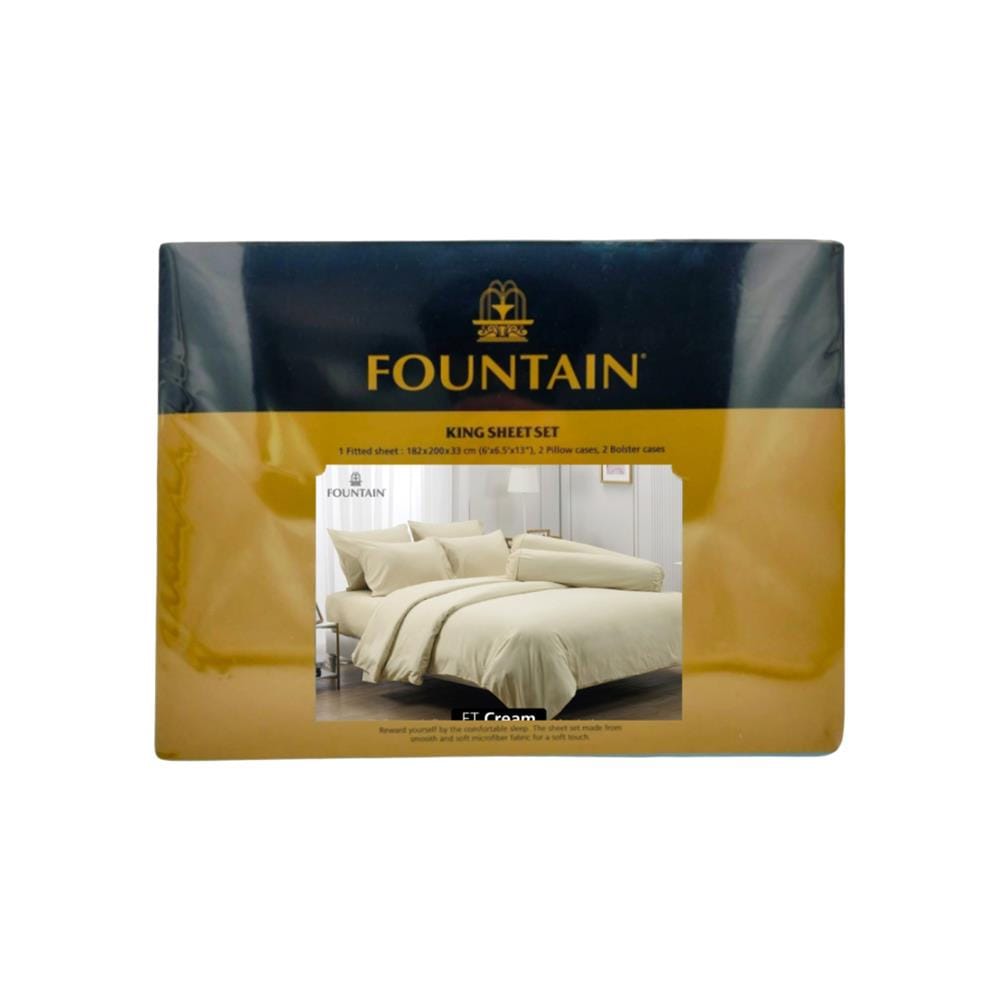 ชุดผ้าปูที่นอน 6 ฟุต (ชุด 5 ชิ้น) FOUNTAIN COLOR 70101-FT CREAM