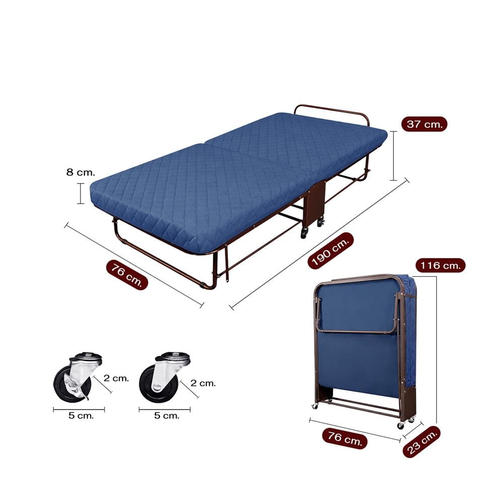 เตียงพับพร้อม TOPPER THAIBULL OLT237-75SM1 สีน้ำเงิน