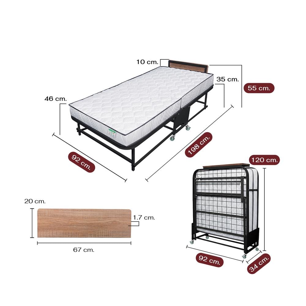 เตียงพับพร้อม TOPPER THAIBULL SSTSFPE245-90 (TNR) สีดำ